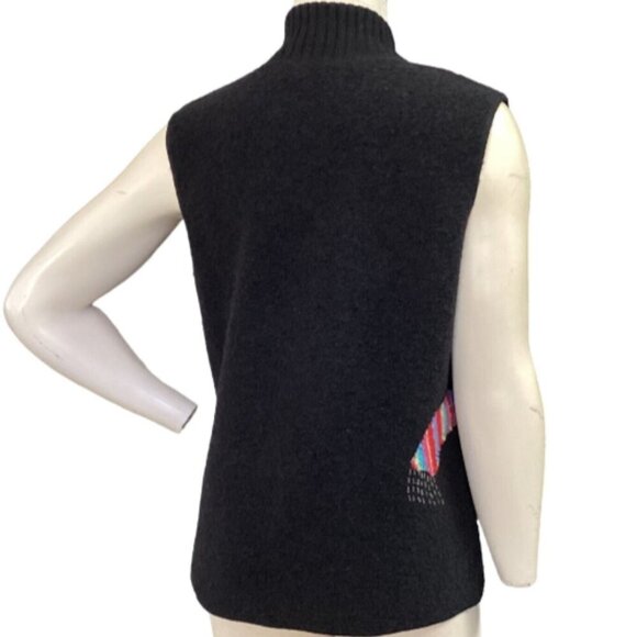 Coldwater Creek M Black Boiled Wool Winter Zip Vest Breezy Evenings Cat 35K - Picture 6 of 11